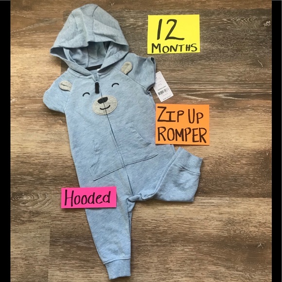 Carter's Other - NWT Carter’s 12 Month Boys Zip Up Romper